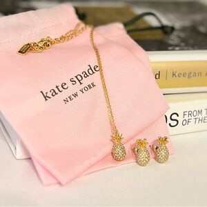 NWOT Kate Spade Pineapple Passion Mini Pendant Necklace & Stud Earrings Set
